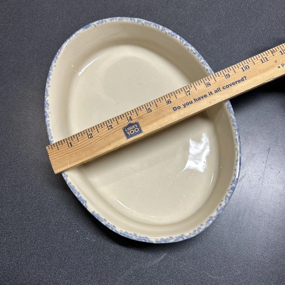 Vintage Henn Roseville Pottery Spongeware Oval Ovenware 10